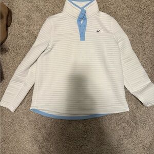 Vineyard Vines White and Blue Quarter-Zip Sweatshirt